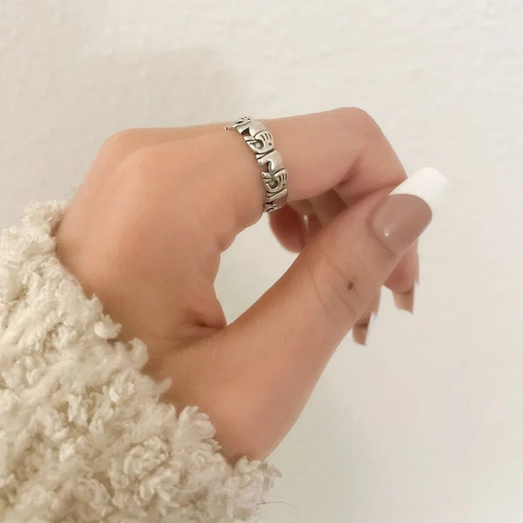 925 Sterling Silver Elephant Ring Minimalist Ring Boho Ring Elephant Ring Band - Picture 8 of 10